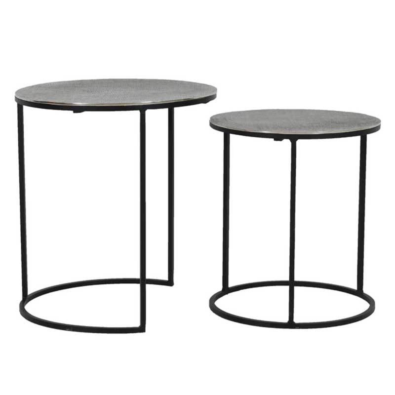 Side table RENGO texture antique lead