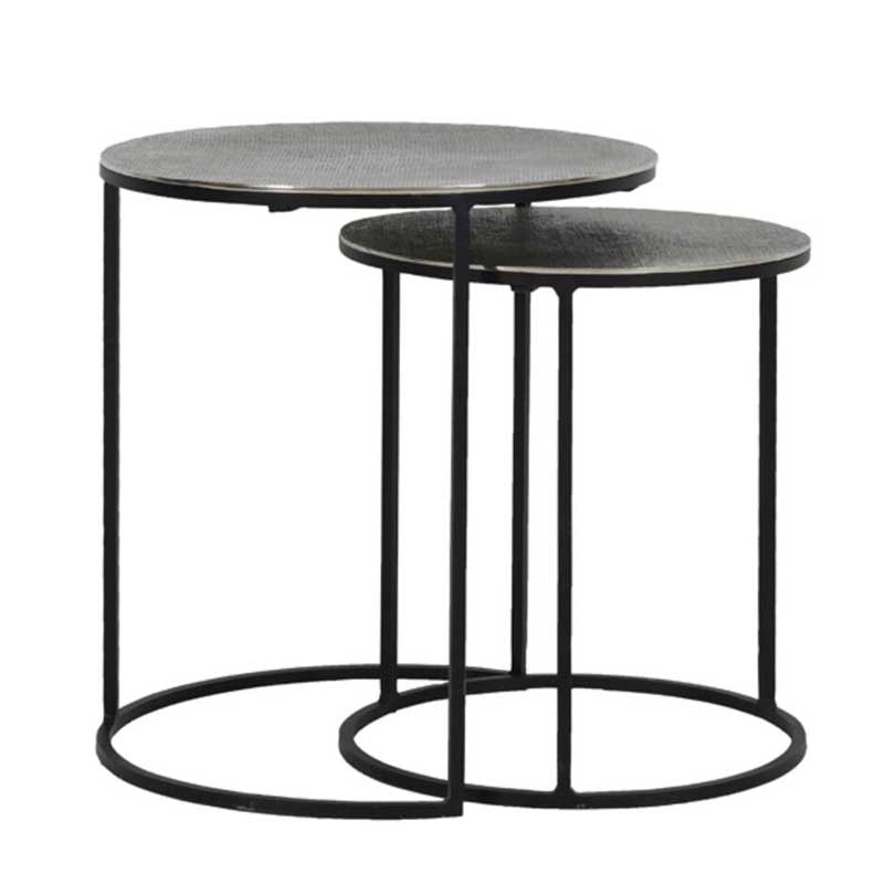 Side table RENGO texture antique lead