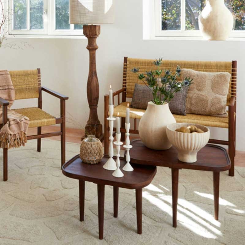 Side table MAZABE wood matt russet