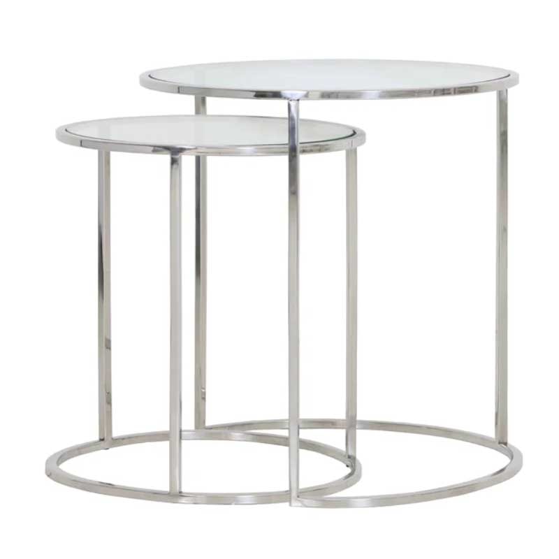Set of 2 Duarte side table Nickel&Glass