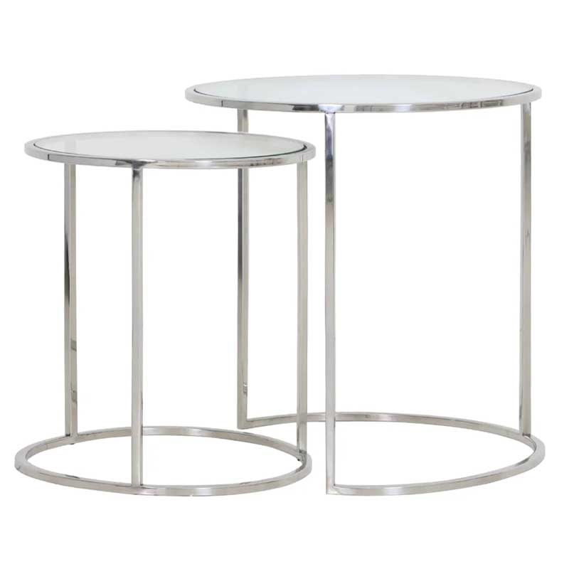 Set of 2 Duarte side table Nickel&Glass