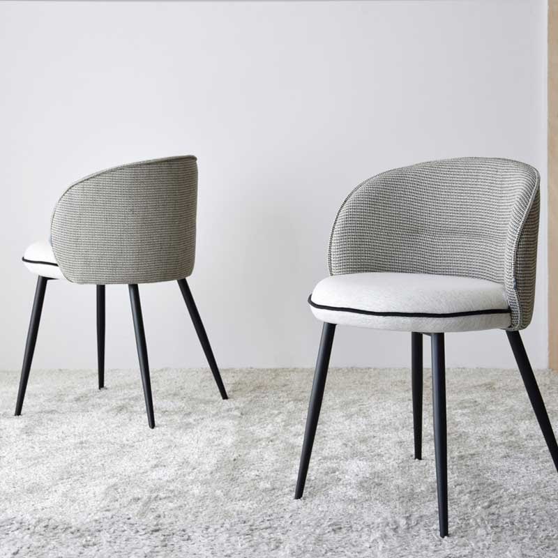 Set 2 dining chairs Black beige pattern