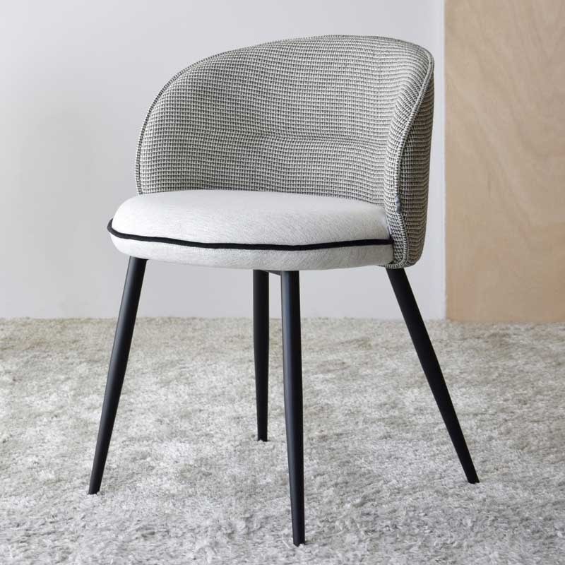 Set 2 dining chairs Black beige pattern