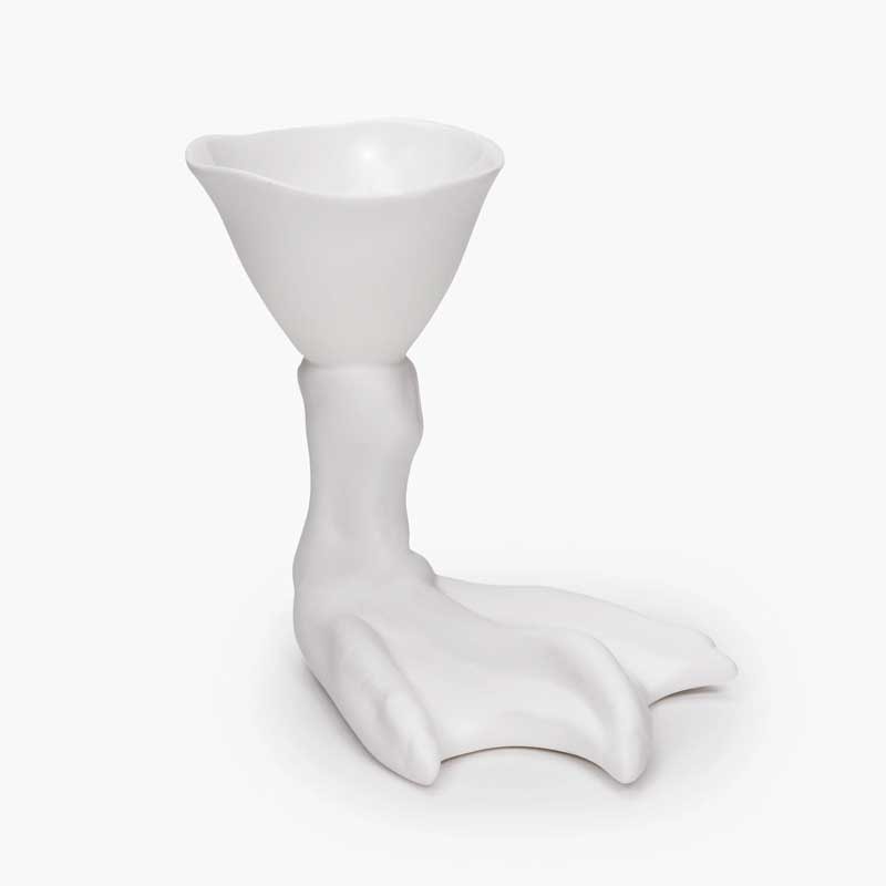 Egg cup peking duck foot white perfect imperfection