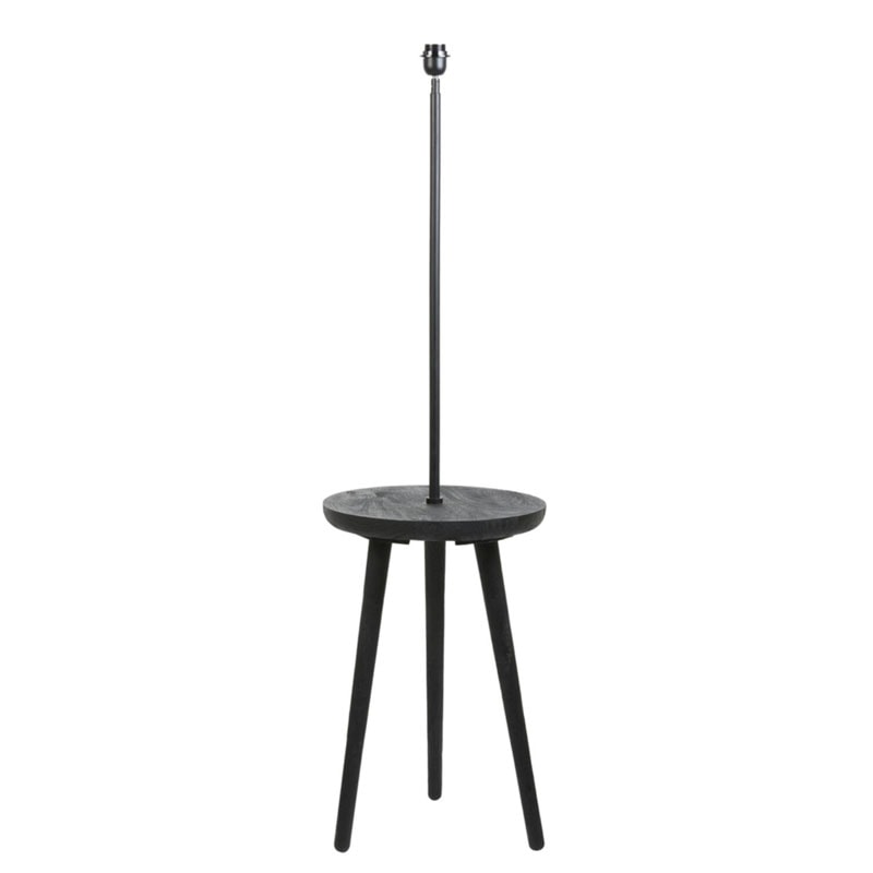 TOLFA Side Table + Floor Lamp – Ø40x135 cm, Matt Black