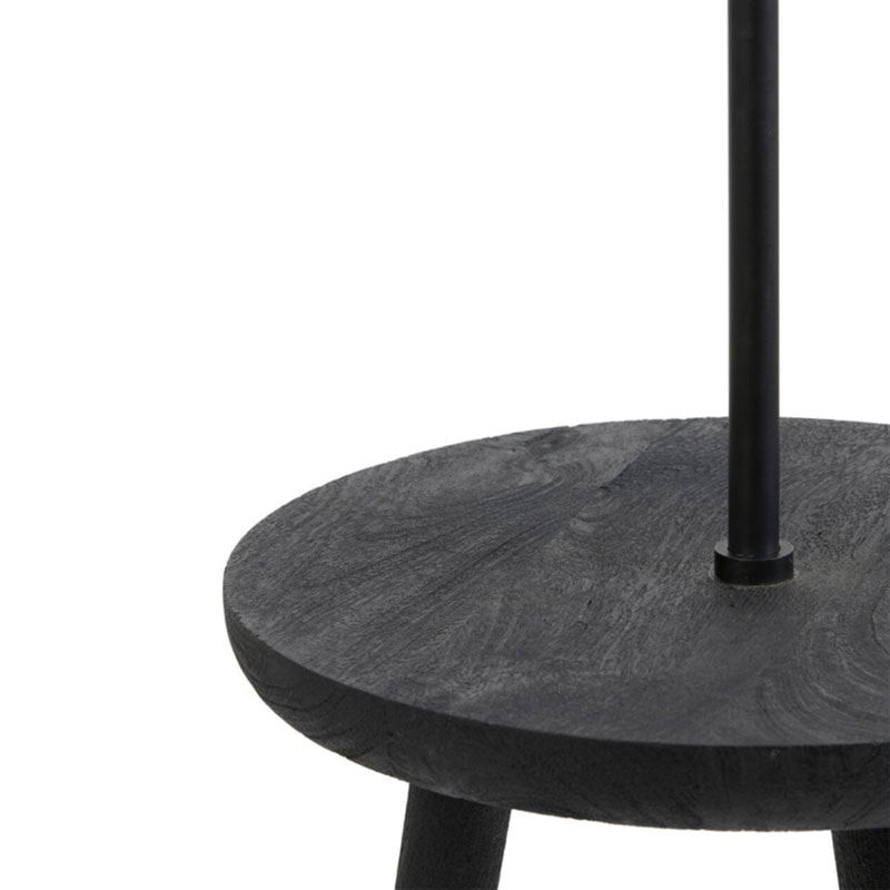 TOLFA Side Table + Floor Lamp – Ø40x135 cm, Matt Black