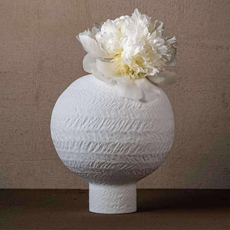 ARTA Round Vase – Bone China Porcelain, White (Ø20.4 x H24 cm)