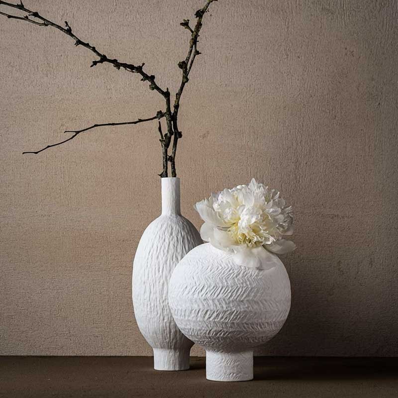 ARTA Round Vase – Bone China Porcelain, White (Ø20.4 x H24 cm)