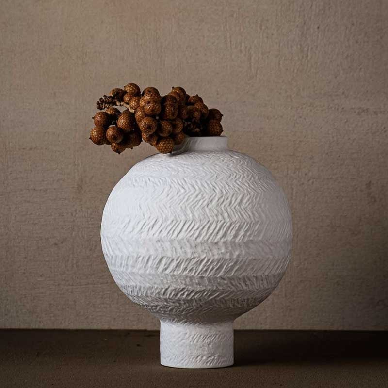 ARTA Round Vase – Bone China Porcelain, White (Ø20.4 x H24 cm)