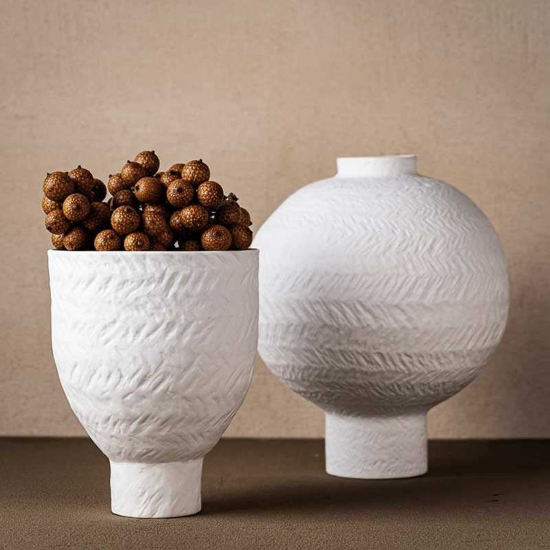 ARTA Round Vase – Bone China Porcelain, White (Ø20.4 x H24 cm)