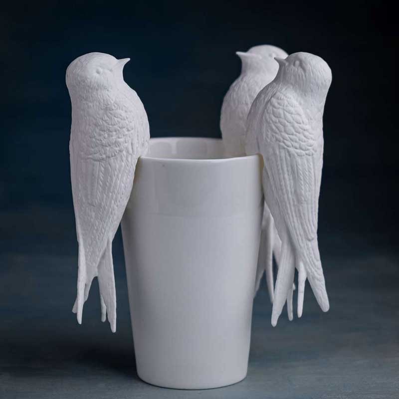 SCHWALBE Decorative Bird Object – Bone China Porcelain