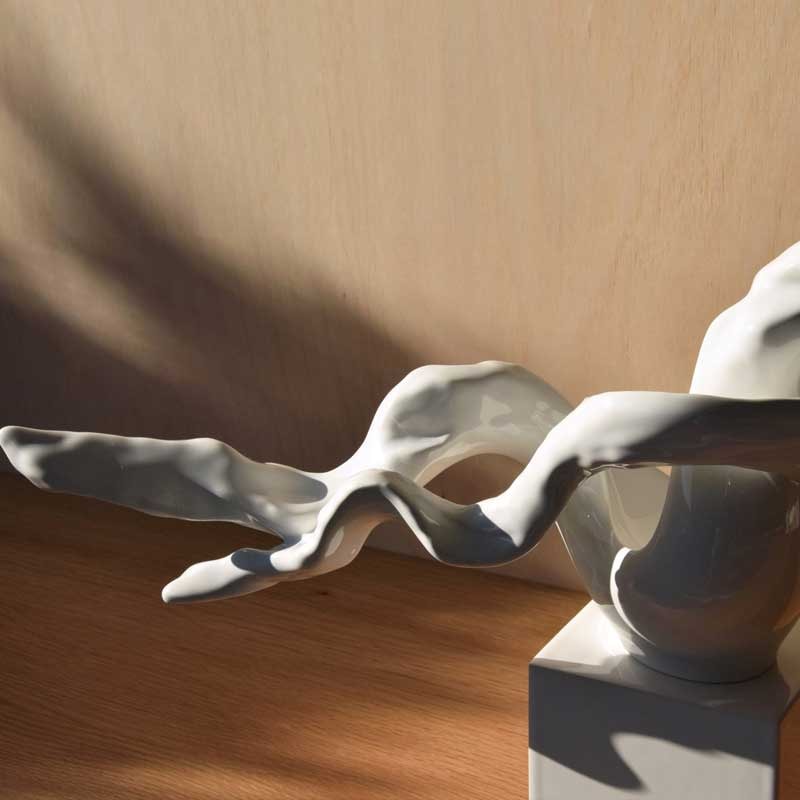 Abstract sculpture ceramic branch white