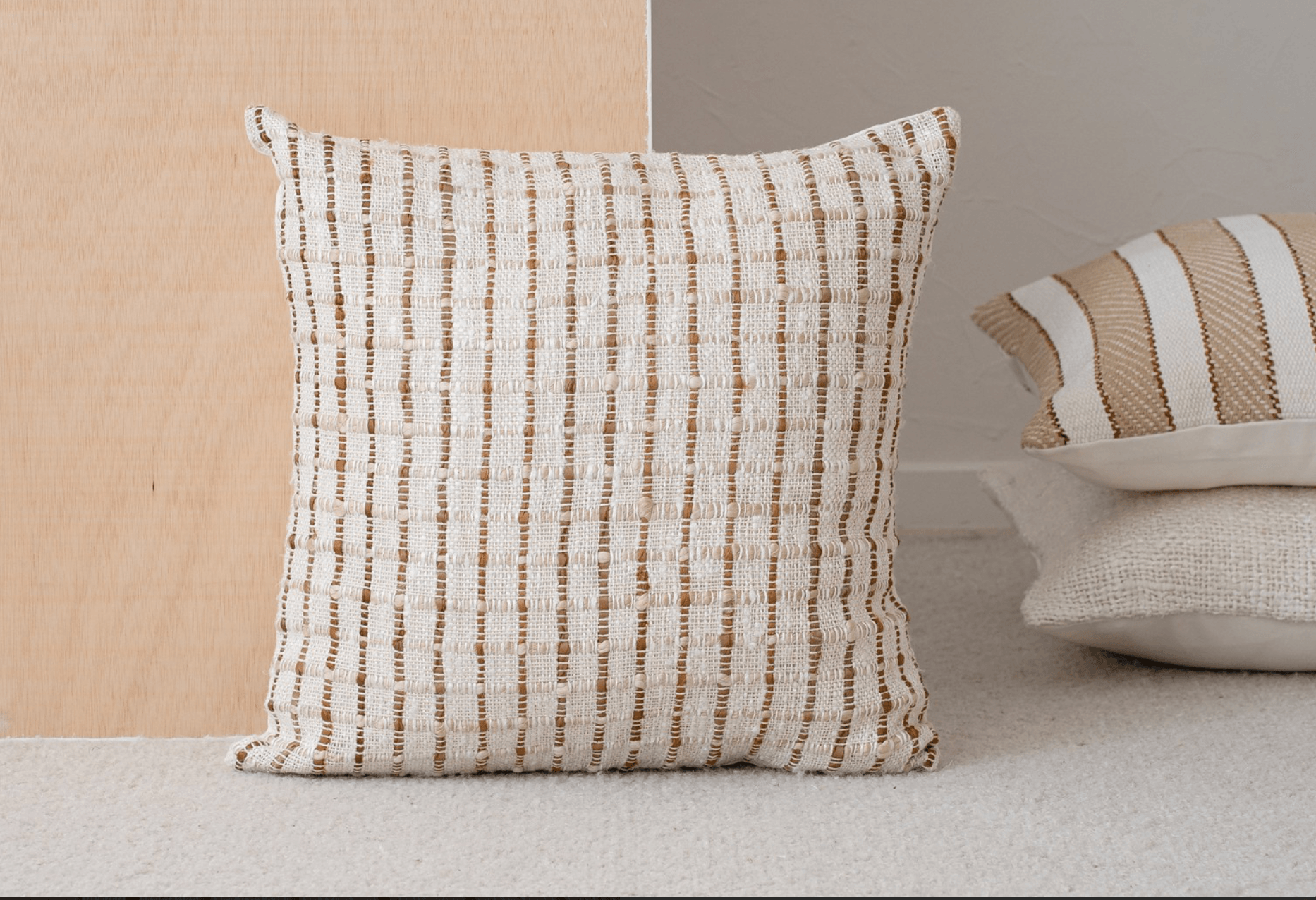 CUSHION ANXA N3. WHITE BEIGE BROWN COTTON CUSHUION