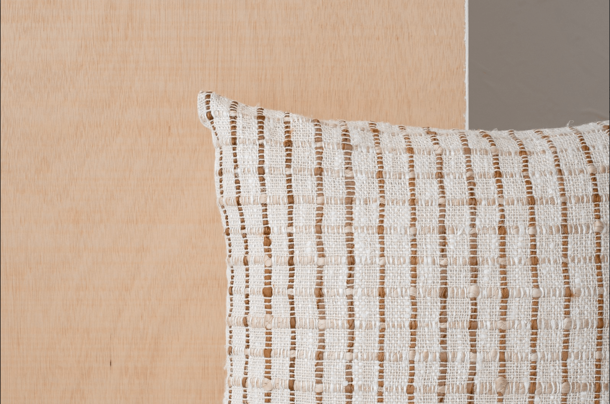 CUSHION ANXA N3. WHITE BEIGE BROWN COTTON CUSHUION